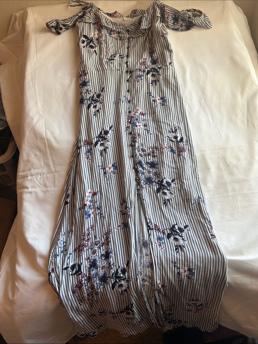 Maurices Navy & White Striped Floral Maxi
